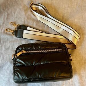 fab'rik Black Crossbody Bag with Gold Accents